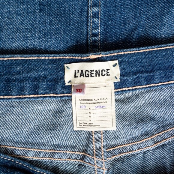 L'Agence Jolene Newberry Medium Blue Distressed Mini Skirt - Size 30 - US 8-10 - Picture 9 of 12